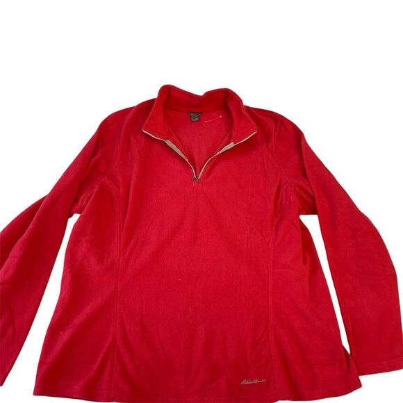Eddie Bauer Tops - Eddie Bauer Women's 2XL Red Fleece Full Zip Long Sleeve Jacket Casual